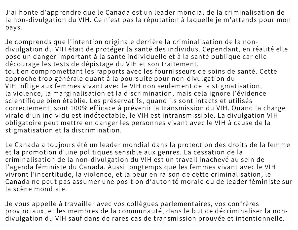 watch_HIV's tweet photo. Si le Canada veut être un chef de file mondial des droits des femmes, il doit s'attaquer à la violence et à la peur des femmes criminalisées par la loi pour non-divulgation du VIH au Canada. Envoyez cette carte à votre député, @MaryamMonsef, @JusticeCanadaFR, &amp; @PMcanadien. #VIH https://t.co/nnY4Op7DVC