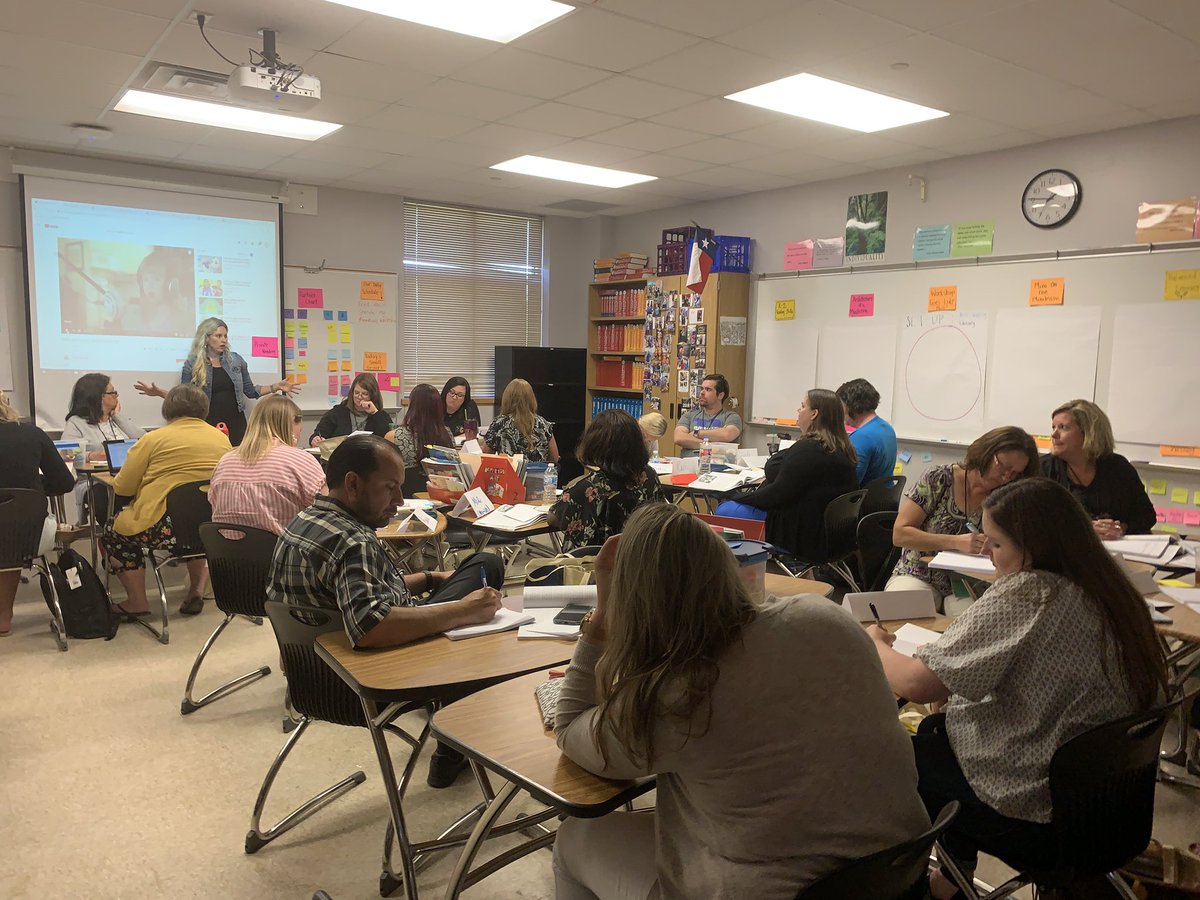 EmKateThompson's tweet photo. Taryn talking seating for partnerships, turn &amp; talks, and book clubs in K-2! Getting our workshop on! Homegrown Institute @dentonisd coming to a close on day 1! @TarynVanderburg @TCRWP @Disdhomegrown @LucyCalkins https://t.co/O1TLjgtWCQ