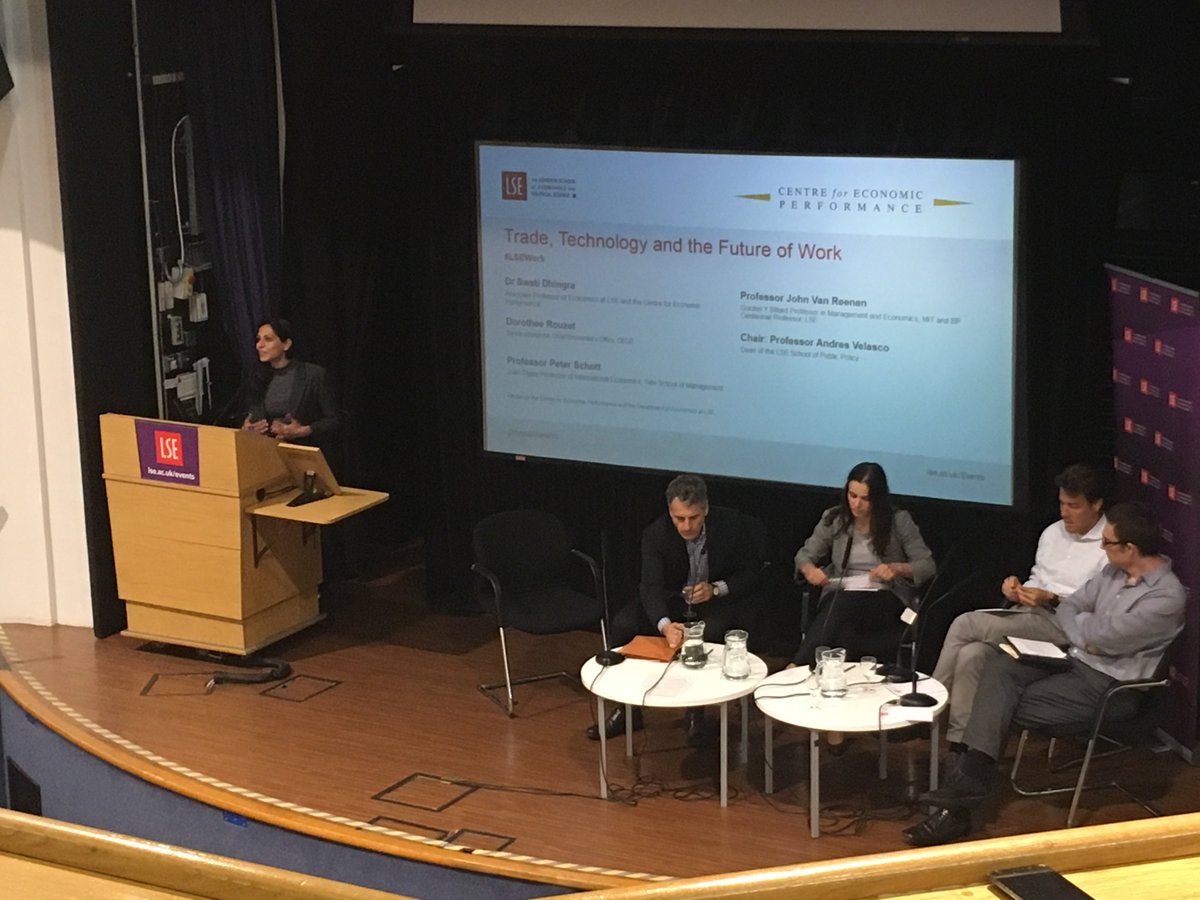 martammatute's tweet photo. Good news for women in labour market: less exposed to changes due to the #FutureofWork and robotisation as they are more concentrated in occupations that demand social skills. Dialogue by Dorothee Rouzet,
@johnvanreenen & Prof. Peter Schott #LSEWork at @CEP_LSE https://t.co/NtycpAKvJc