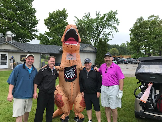 Brandon, Ronan, Carl and Thomas having a little fun today golfing and cheering on the Toronto Raptors for tonight's game! #WeTheNorth