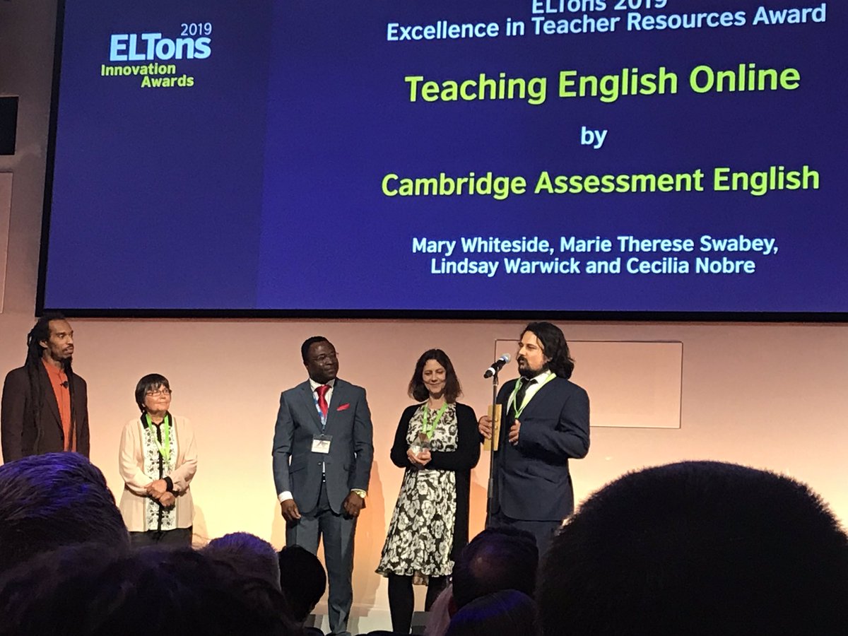 andrewn1202's tweet photo. Huge congrats to all the @CambridgeEng team involved in the winning Teaching English Online MOOC at the #eltons https://t.co/k9WYQFwBiL