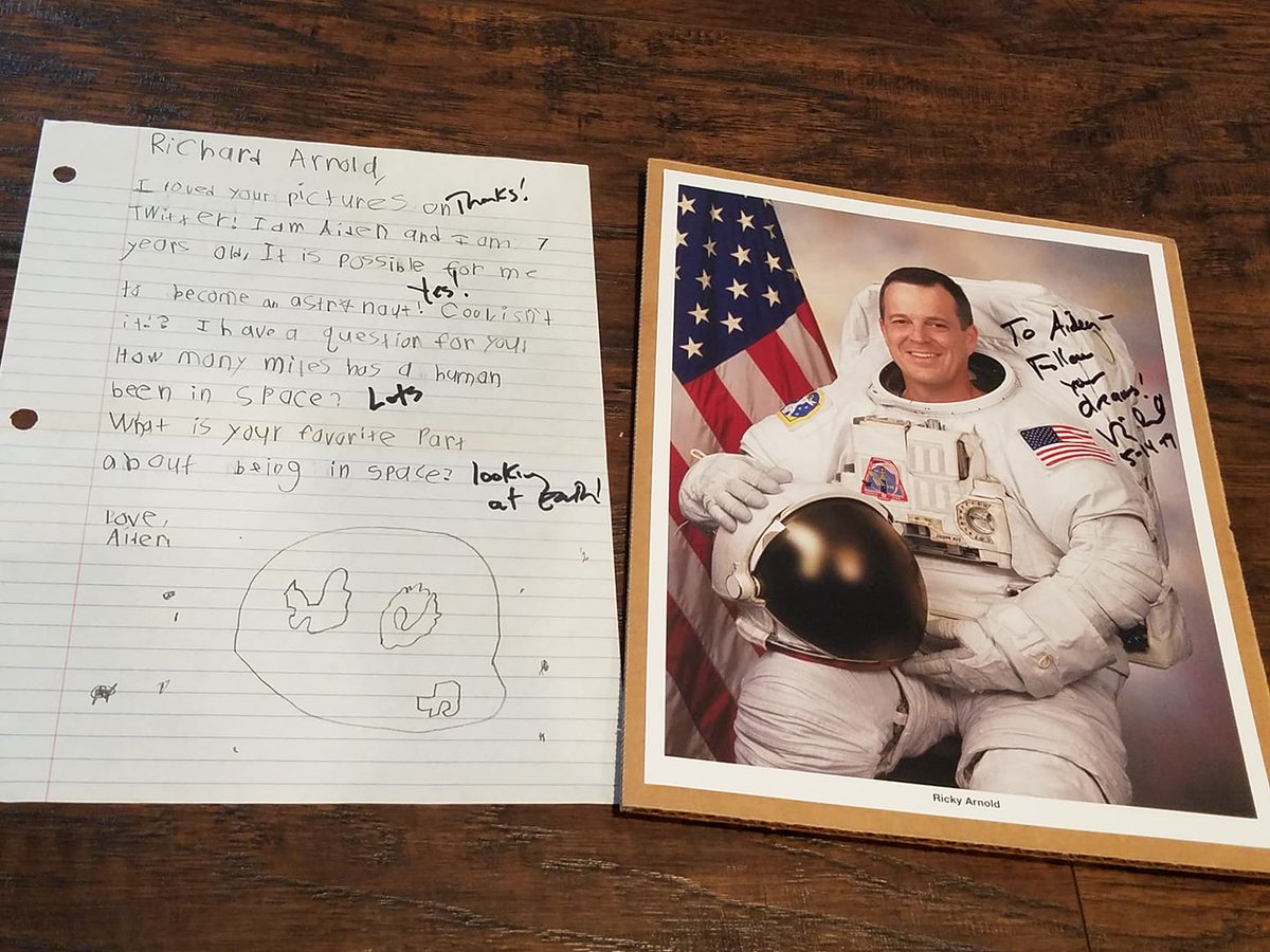AngieDuganMMA's tweet photo. Thanks to @astro_ricky for making my son's day! This will be framed and hung in his room. :) https://t.co/CzRiJ2ymu3