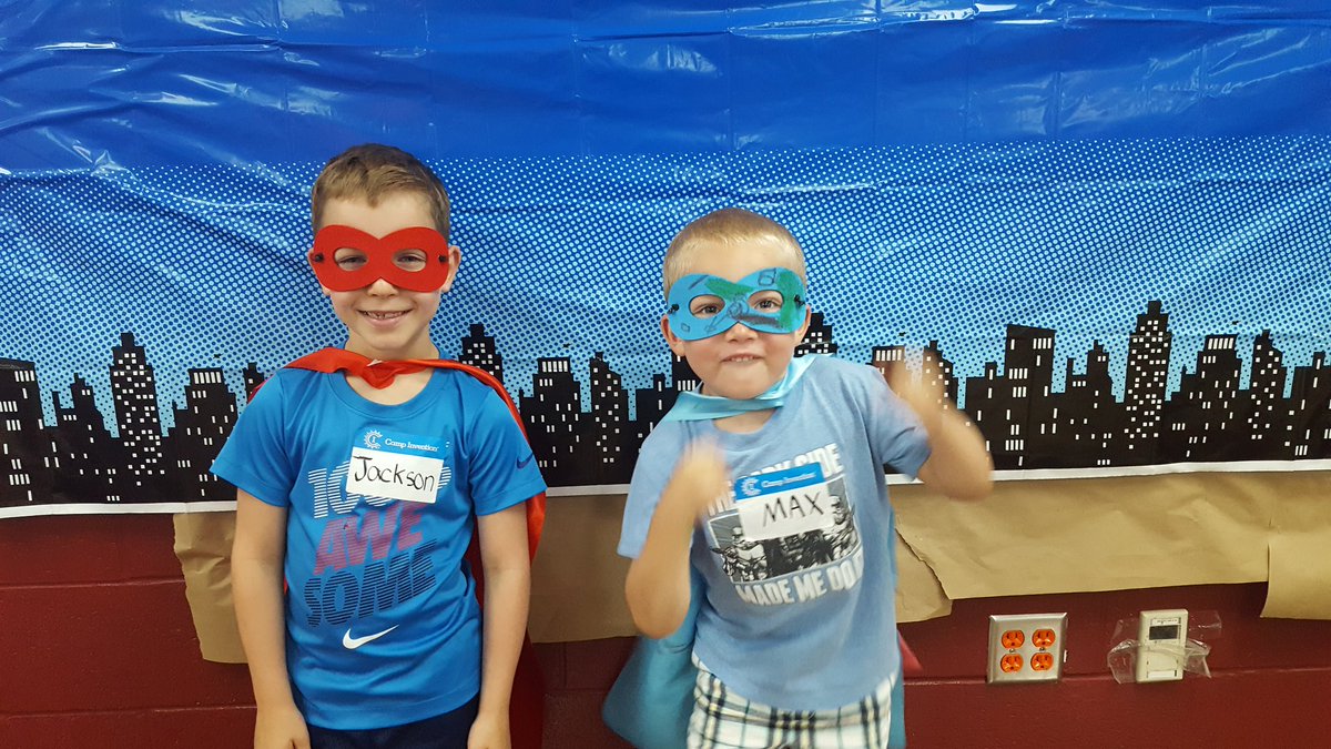 InquiryEdu's tweet image. Day 1 of innovation force @ Camp Invention. Creating superhero personas to stop the Plagerizer