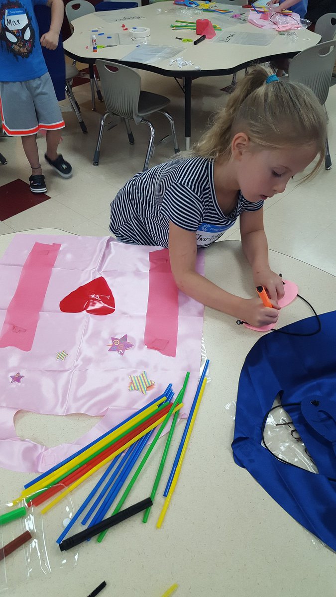 InquiryEdu's tweet image. Day 1 of innovation force @ Camp Invention. Creating superhero personas to stop the Plagerizer