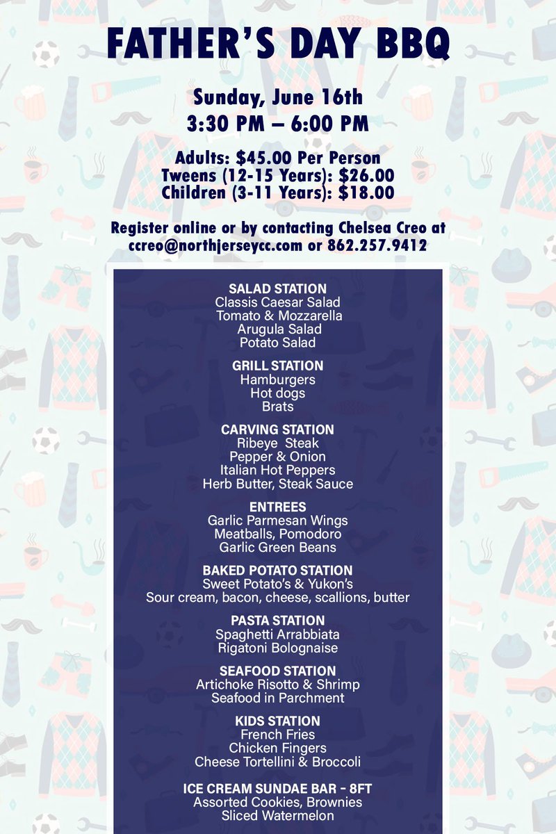 #FathersDay is this #Sunday! 🧐 Surprise your Dad or Husband with a reservation to the Father's Day #BBQ! 🌭🍻 We hope to see you soon! 😄