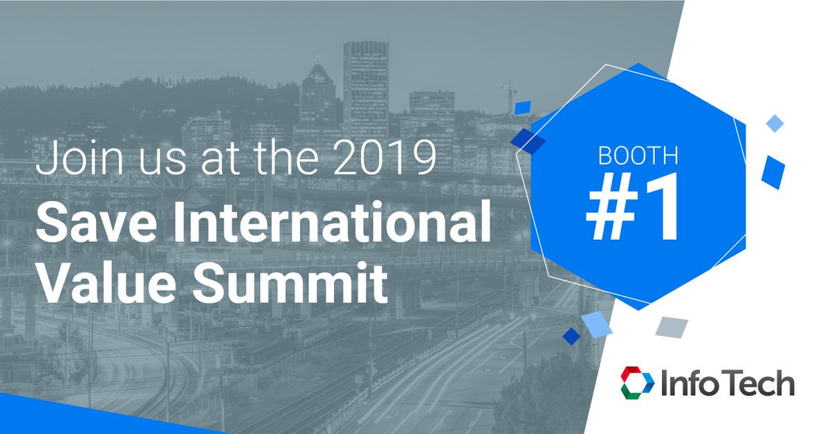 infotechinc's tweet photo. We're attending the Save International #ValueSummit2019 to discuss the way we support government agencies through our official partnership with AASHTO and feature the latest AASHTOWare Project modules. Stop by booth #1 to see us! #AASHTO #InfoTech #constructiontech https://t.co/oQ8k4fdeXR