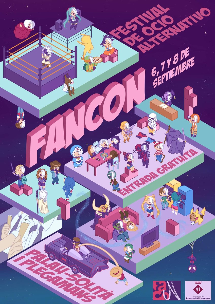 FanConBCN's tweet photo. Aquí tenemos el cártel de #FanCon2019 sexta edición, obra de @PussieToys como siempre. https://t.co/Ac6AGht2g8