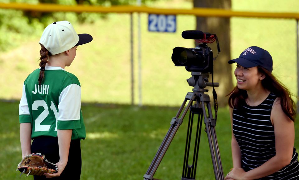 Aww, I love this shot of our interview with Ireland John, 9, who's following in her parents' footsteps as a baseball player. Story/video coming soon.
#upstatenyboomers Photo • <a href="/HoosierCuse/">Charlie Miller</a>