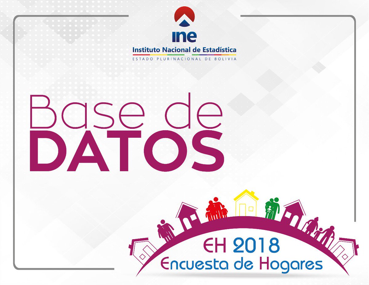 INE_Bolivia's tweet photo. #EH2018 | El #INEBolivia comunica a sus usuarios que la base de datos de la Encuesta de Hogares 2018 se encuentra disponible para su descarga en el siguiente enlace:
➡️ https://t.co/GpbhTdokwg https://t.co/ufZnk3ZVCz