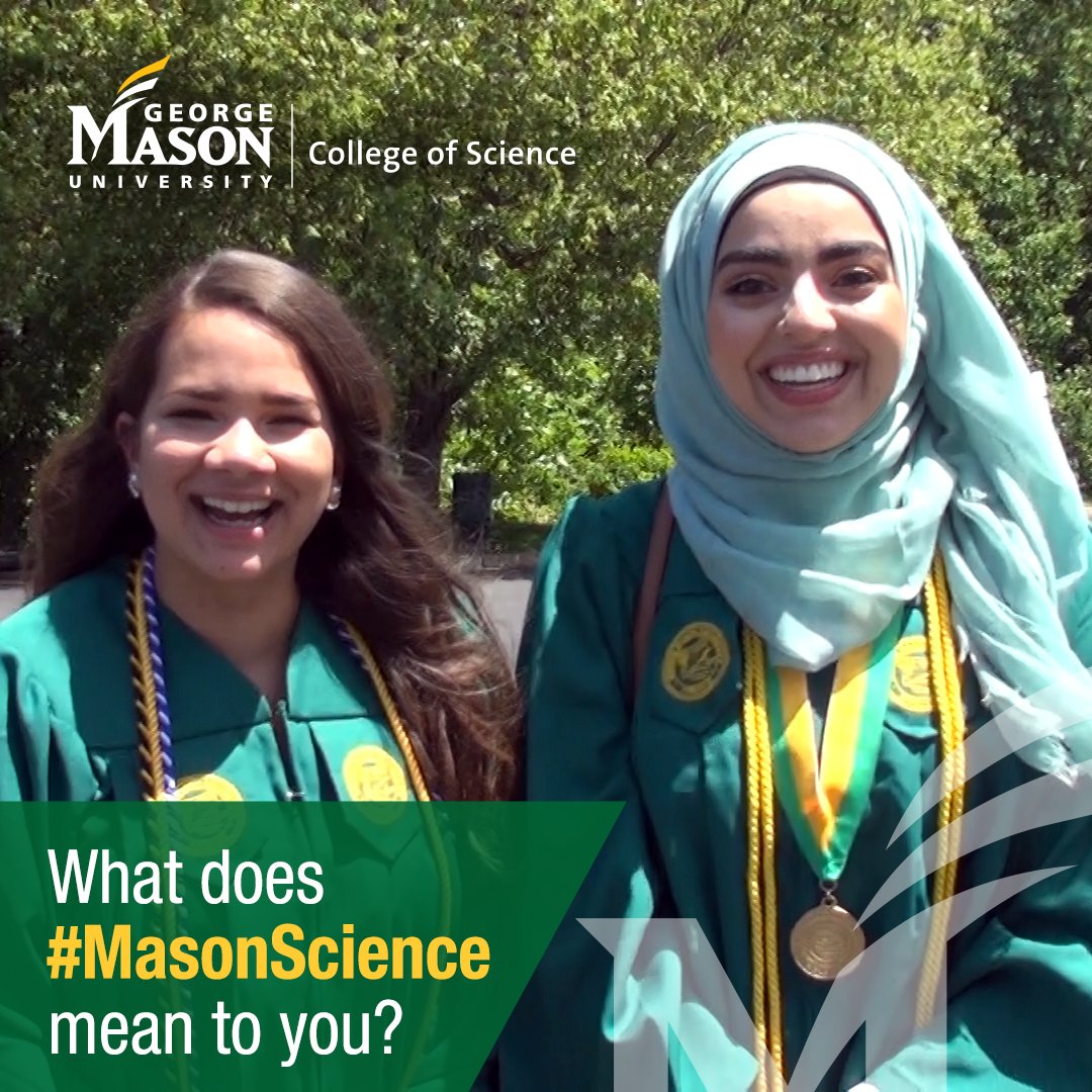 GMU_COS's tweet photo. They chose @GeorgeMasonU for a reason. Watch recent grads talk about what #MasonScience means to them. #MasonSolveX #graduation
https://t.co/VLjChXMjrT https://t.co/VSlOSQByu4
