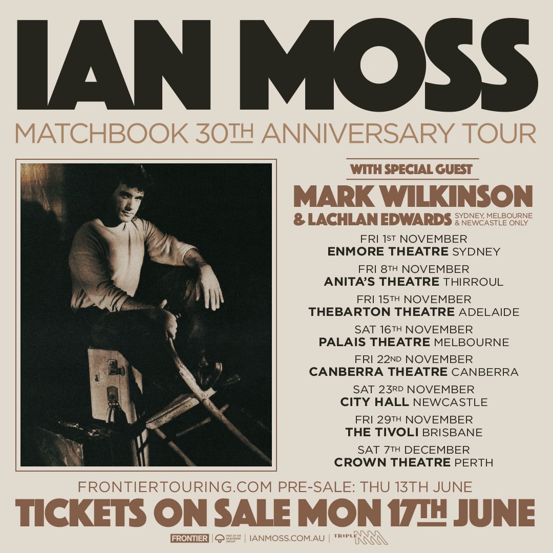 Absolutely thrilled to be supporting the legendary <a href="/ianmossmusic/">Ian Moss</a> on his Matchbook 30th Anniversary tour this November and December!
frontiertouring.com/ianmoss