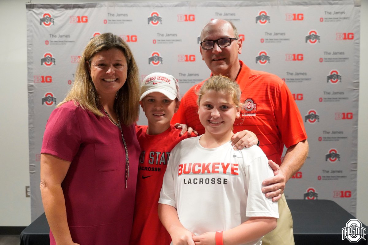 OhioStateWLAX's tweet photo. Excited to have Coach @AmyBokker and her family on campus today!

Watch the full press conference: https://t.co/1kBhfRWoyY

#GoBucks https://t.co/kUWx8s8JiU