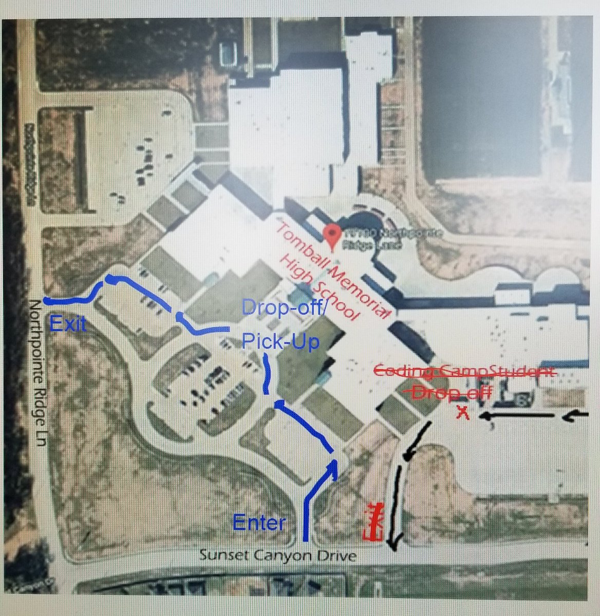 TCodecamp's tweet image. A wonderful day of learning at Coding Camp. I apologize for the  confusion at drop-off & pick-up. To avoid this for the rest of the week we have moved location to front of building. See map marked in blue for details.