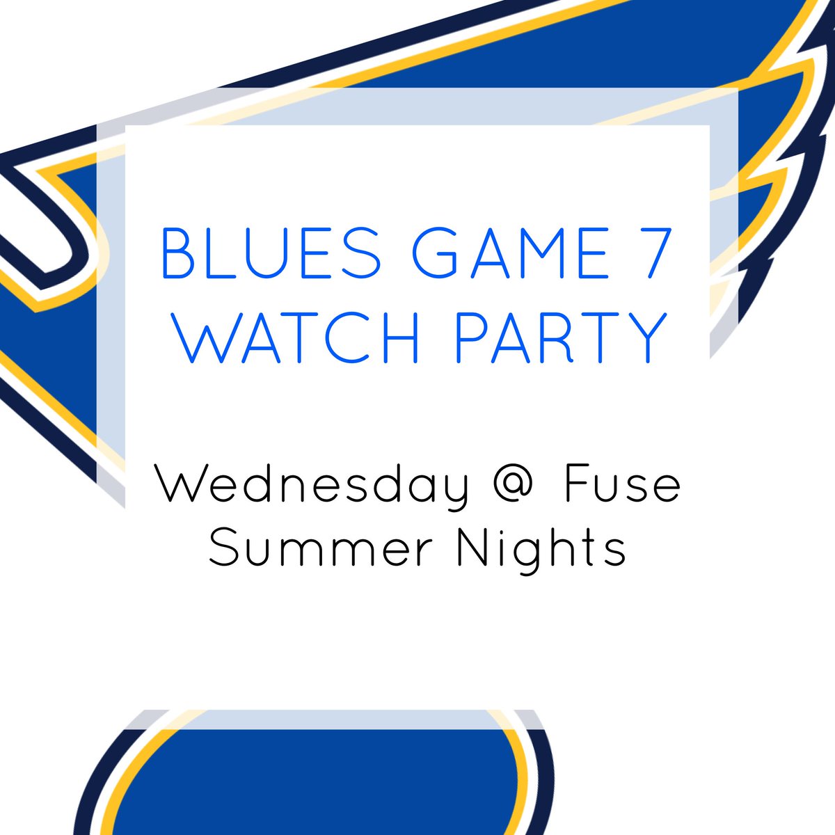 fusemrms's tweet photo. SUMMER NIGHTS // Of course we will be watching and rooting for the Blues at Summer Nights this week! There will be food. Wear your Blues gear! Prizes for the best Blues attire!! #fusefam #fusesummernights #fusesummer19 https://t.co/TafmV4kRZc