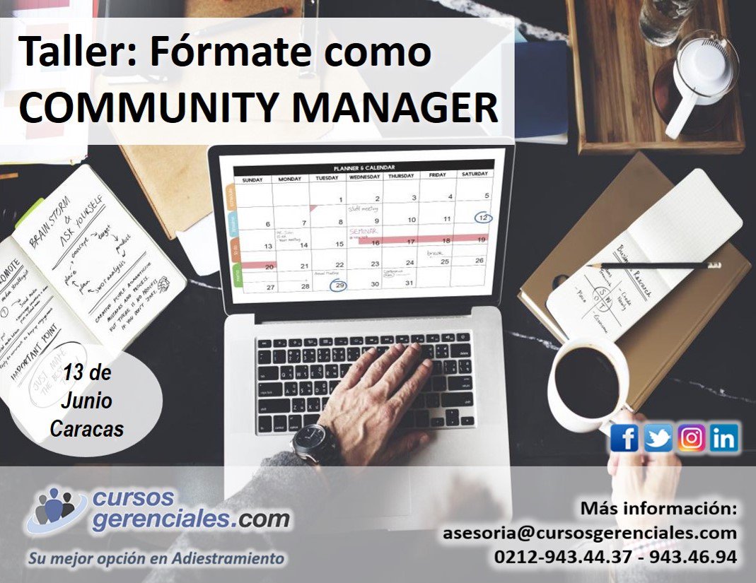 cursosgerencial's tweet image. Taller: Fórmate como Community Manager
Caracas, jueves 13 de Junio. 
Información: asesoria@cursosgerenciales.com #communitymanager #redessociales @Recomendao