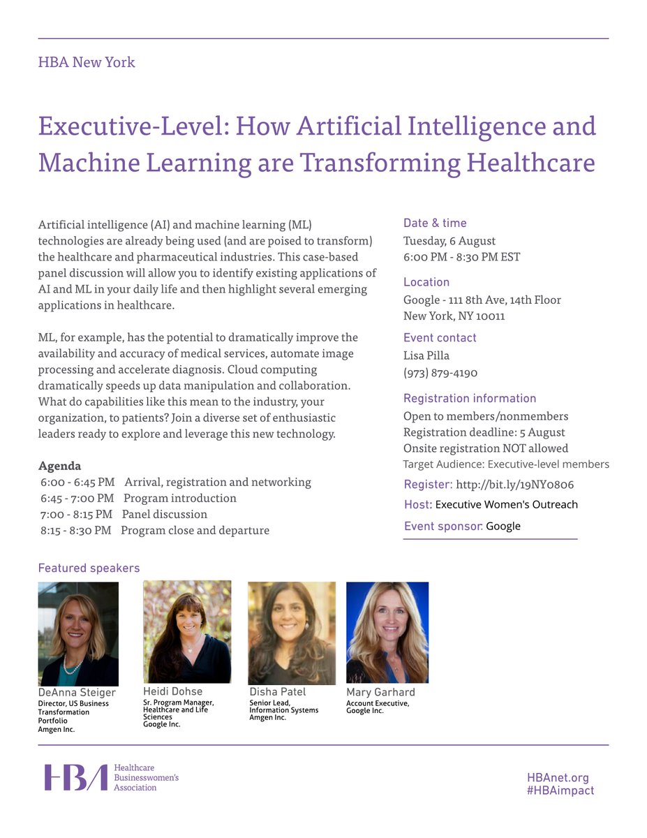 HBANY_TriState's tweet photo. Calling all Executive-Level Leaders to register today!
Tuesday, 6 August
6:00PM - 8:30PM EST
Google
111 8th Avenue, 14th Floor
New York, NY 10011 USA
Register: https://t.co/2MtSp07SI4
#HBAimpact .@HBAnet #HBACNJ #HBANNJ #HBANY https://t.co/y0LzWldNqX