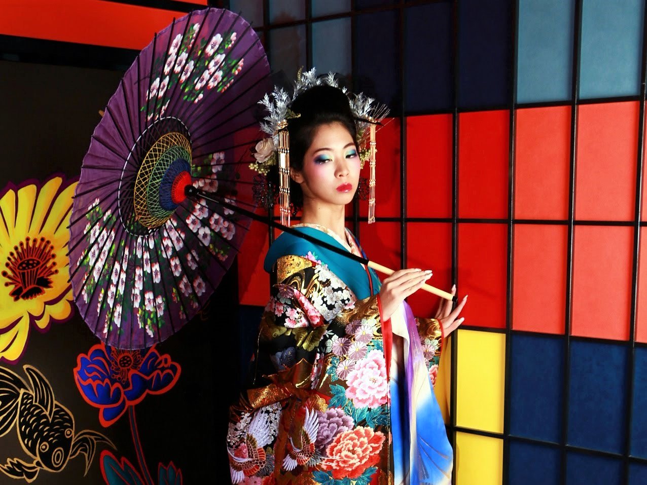 花魁 ジャパンモード 赤/黒/金/ゴールド 牡丹柄 花魁風 渋い 派手