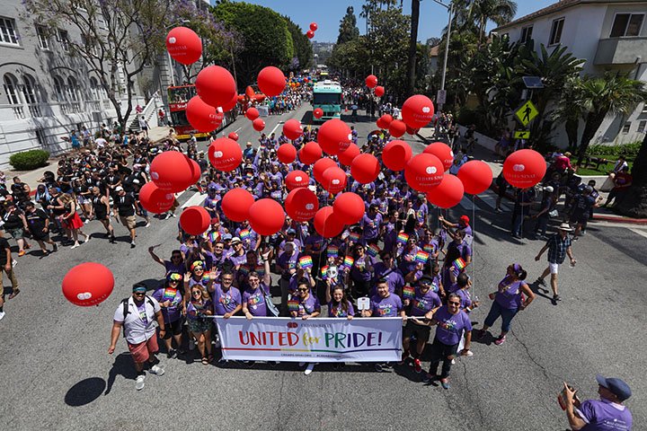 Group shot of Cedars-Sinai employees at Pride.