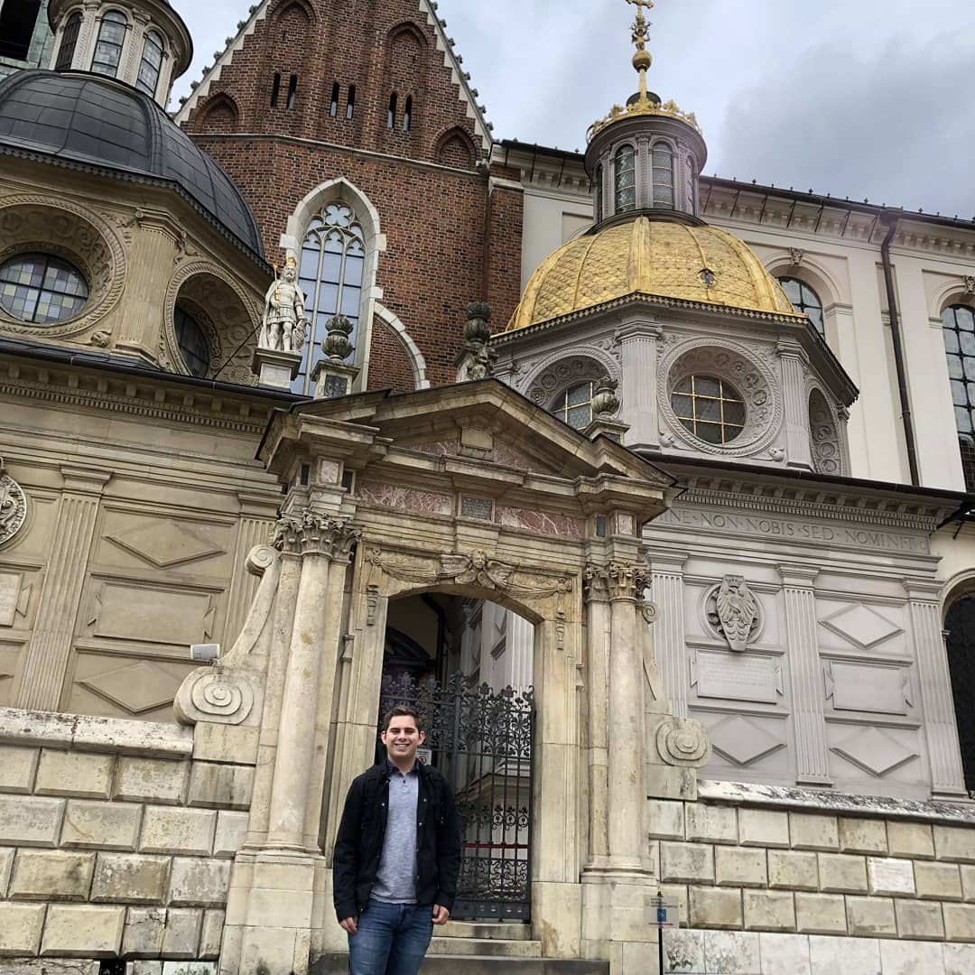 UNLGreek's tweet photo. Wishing safe travels to all Huskers studying abroad! Shoutout to Turner Jensen from Alpha Gamma Nu who is studying LGBTQ Advocacy work in Central and Eastern Europe in Poland. (@UNL_AGN) #UNLGreek #HuskersAbroad https://t.co/NFlKIxEvE8