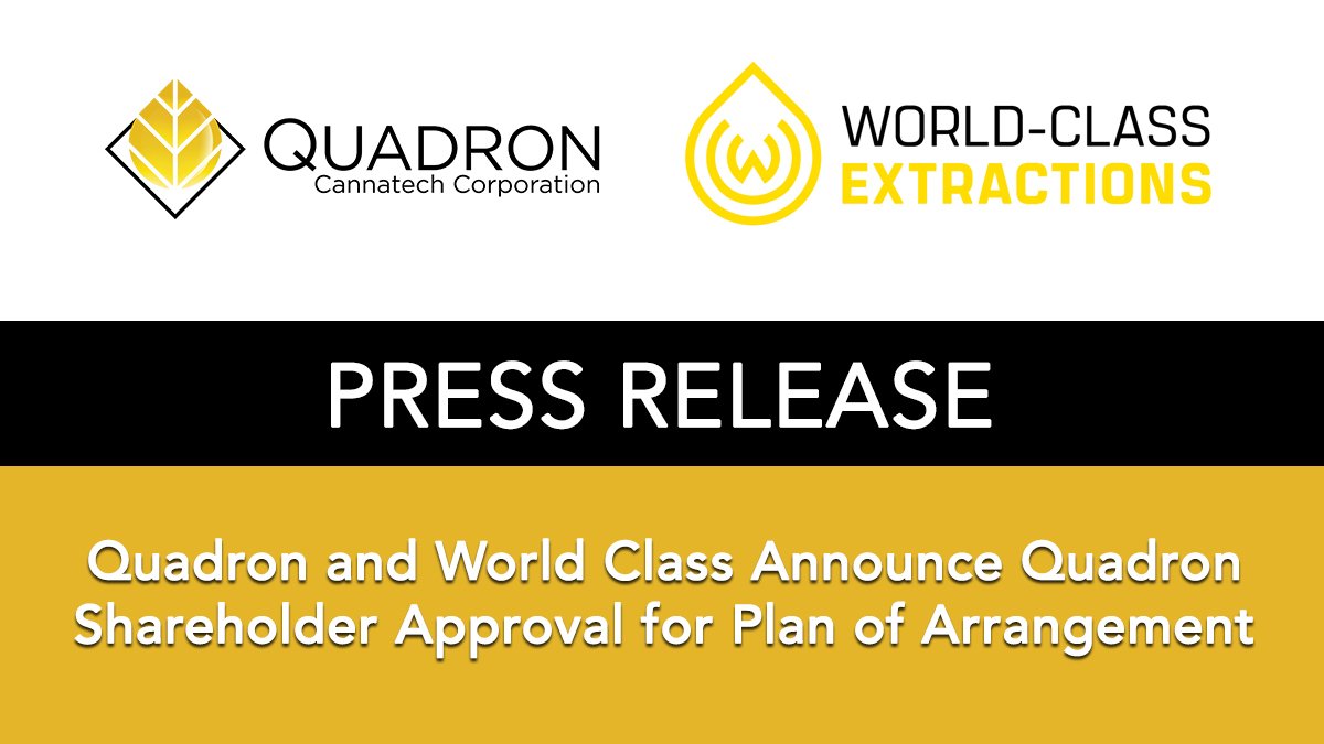 QuadronCorp's tweet photo. PRESS RELEASE: Quadron and World Class Announce Quadron Shareholder Approval for Plan of Arrangement
Read More: https://t.co/57F8ceOOtU

$qcc #quadron $pump $pump.c $pump.cn #wcextractions #cse #stocks #investing #cbdoil  #potstocks #hempbusiness #cannabisbusiness #greentogold https://t.co/kejb36Zfju