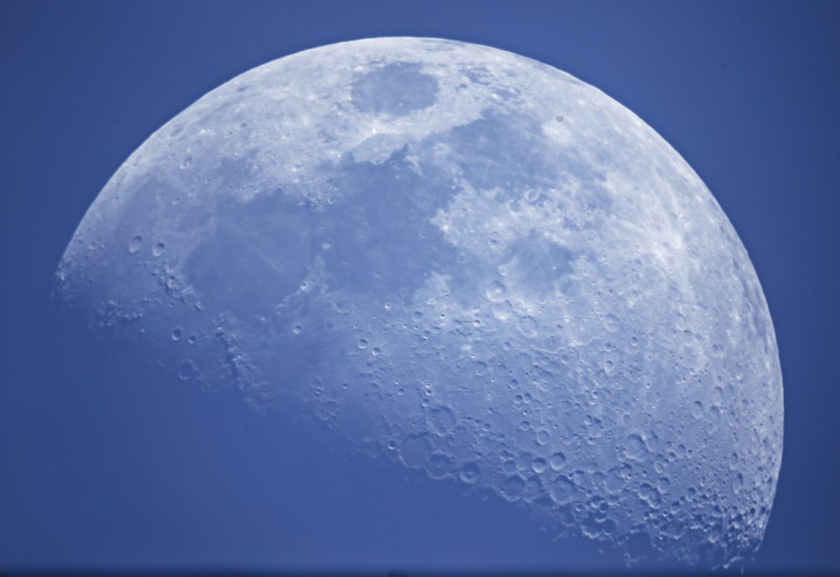 cahall_obs's tweet photo. Here's the moon after during a break in the clouds today.  I've spent some time realigning the optics on the Meade 12" telescope.  It's a beast!  A special thanks to Mr. D for supporting the observatory with some new collimation tools! https://t.co/2qwasTqxEF