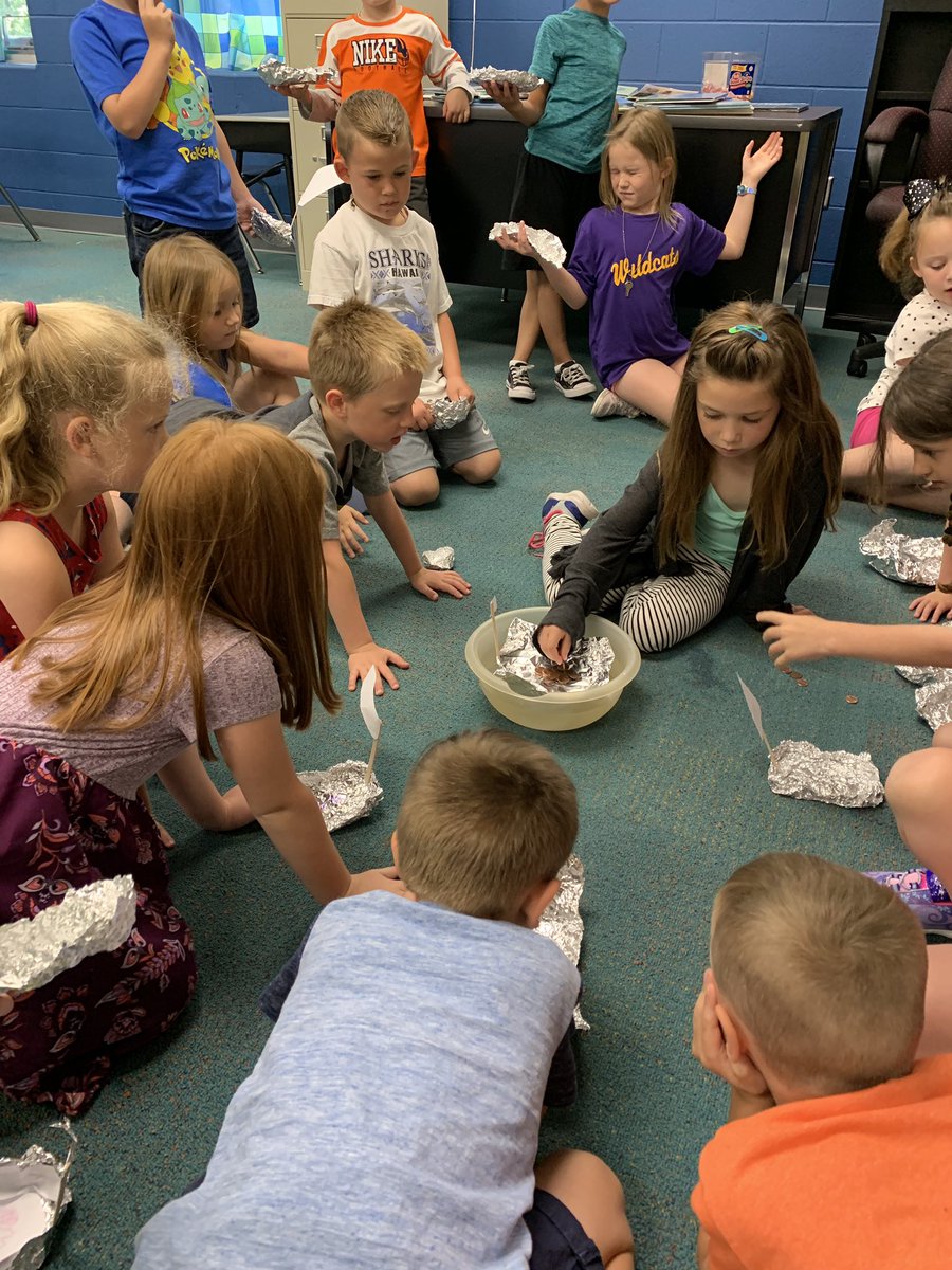 We created aluminum foil boats and tested which ones would float when weighed down with pennies! #GVSOAR2019