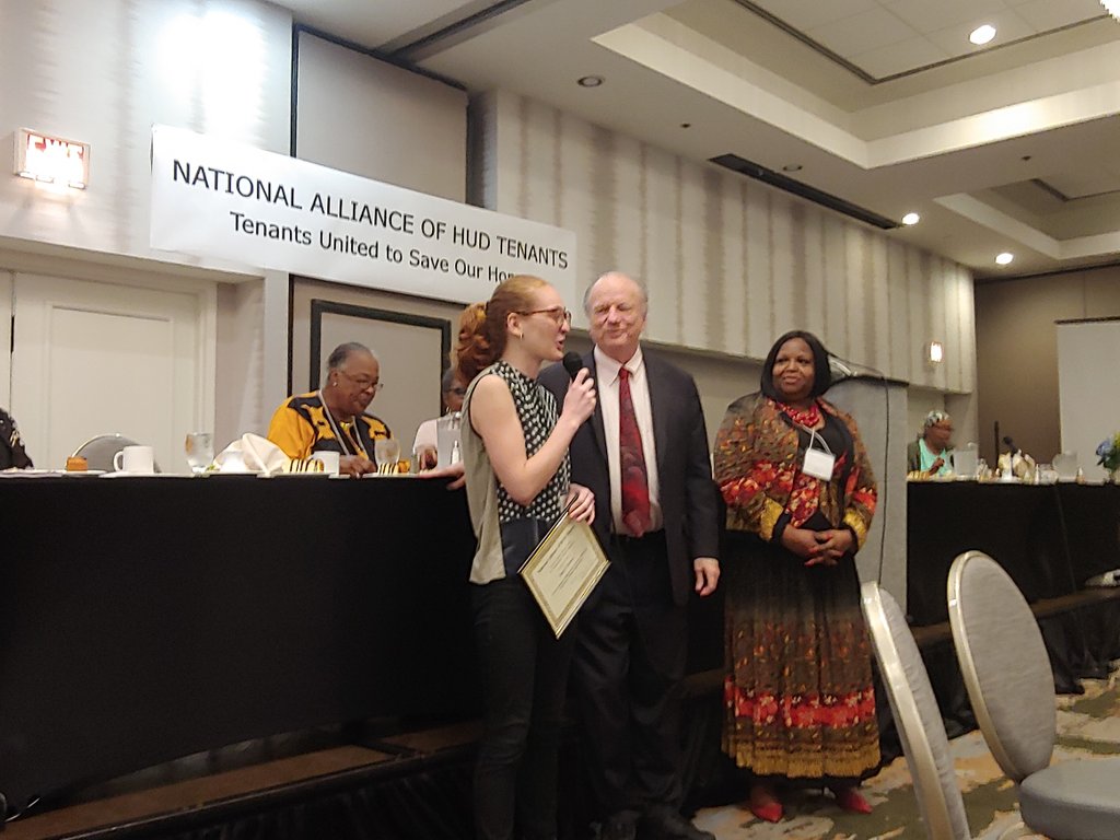 Congratulations to Carey for being honored with the Yvonne Spady-Dixon Outstanding Tenant Organizer this year @nahudtenants conference! #SaveOurHomes