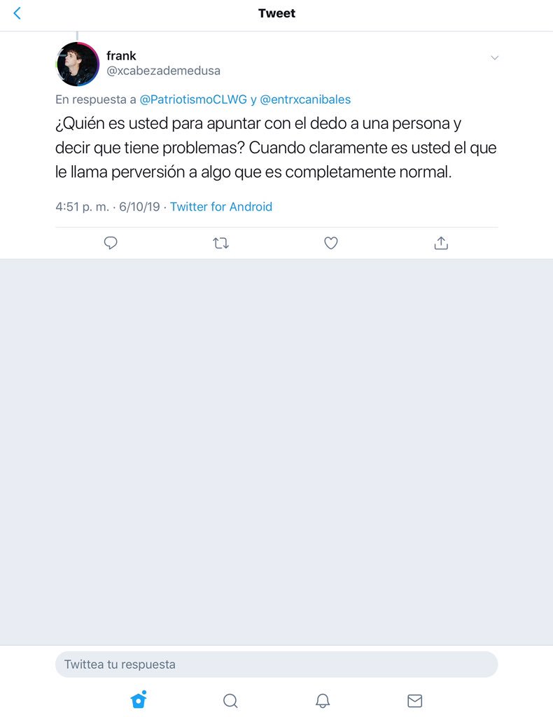 PatriotismoCLWG's tweet photo. Solamente mira como él se expresa y ya sabes que no debes perder el tiempo con gente así.
La misma pregunta le haría yo, ¿quién se cree usted para #distorsionar y #malinterpretar lo que yo digo?
Aparte de irrespetuoso es demasiado disparatado.😱
Él mismo se confunde solo...😢🚫 https://t.co/VgHELSBiwl