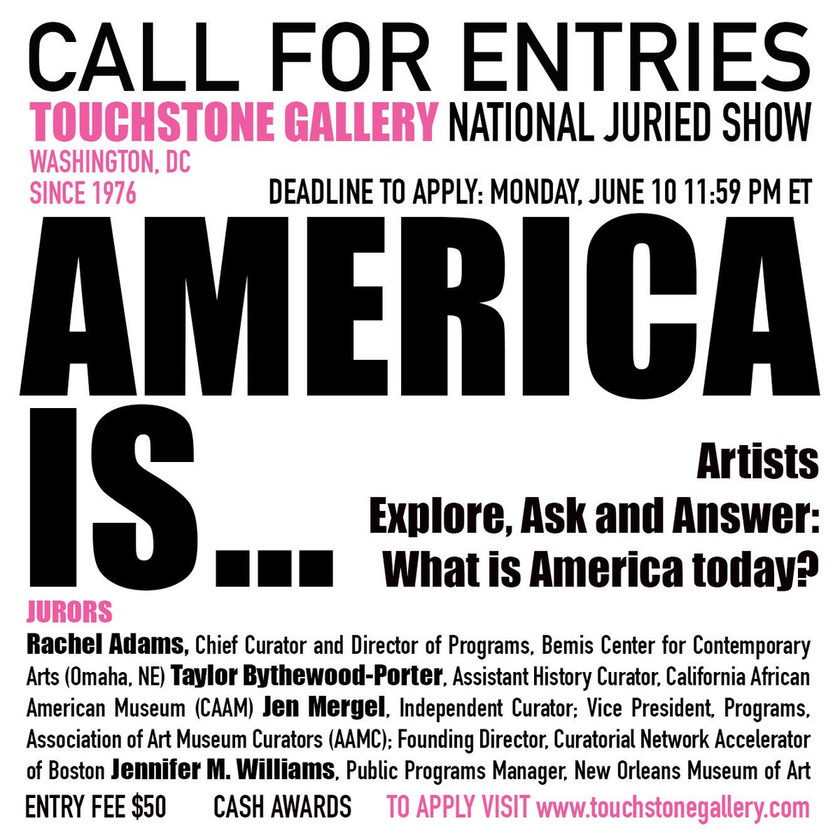 touchstonewdc's tweet photo. #CALL FOR #ART
What is #America #today?
DEADLINE to submit your #artwork is #TONIGHT at #MIDNIGHT!

https://t.co/YNlc6qgLBt

#artist #art #arts #politicalart #artaspolitics #artopps #artopp #painting #artists #exhibition #exhibit #artwanted #artcall #callforart #Contemporaryart https://t.co/gX14WXDK3M