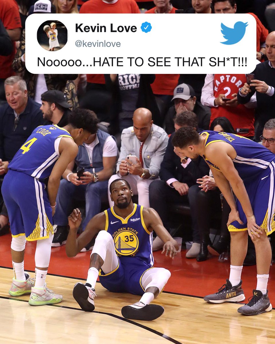 espn's tweet photo. Players around the league reacted to Kevin Durant’s injury 🙏 https://t.co/vYJMUfMoD9