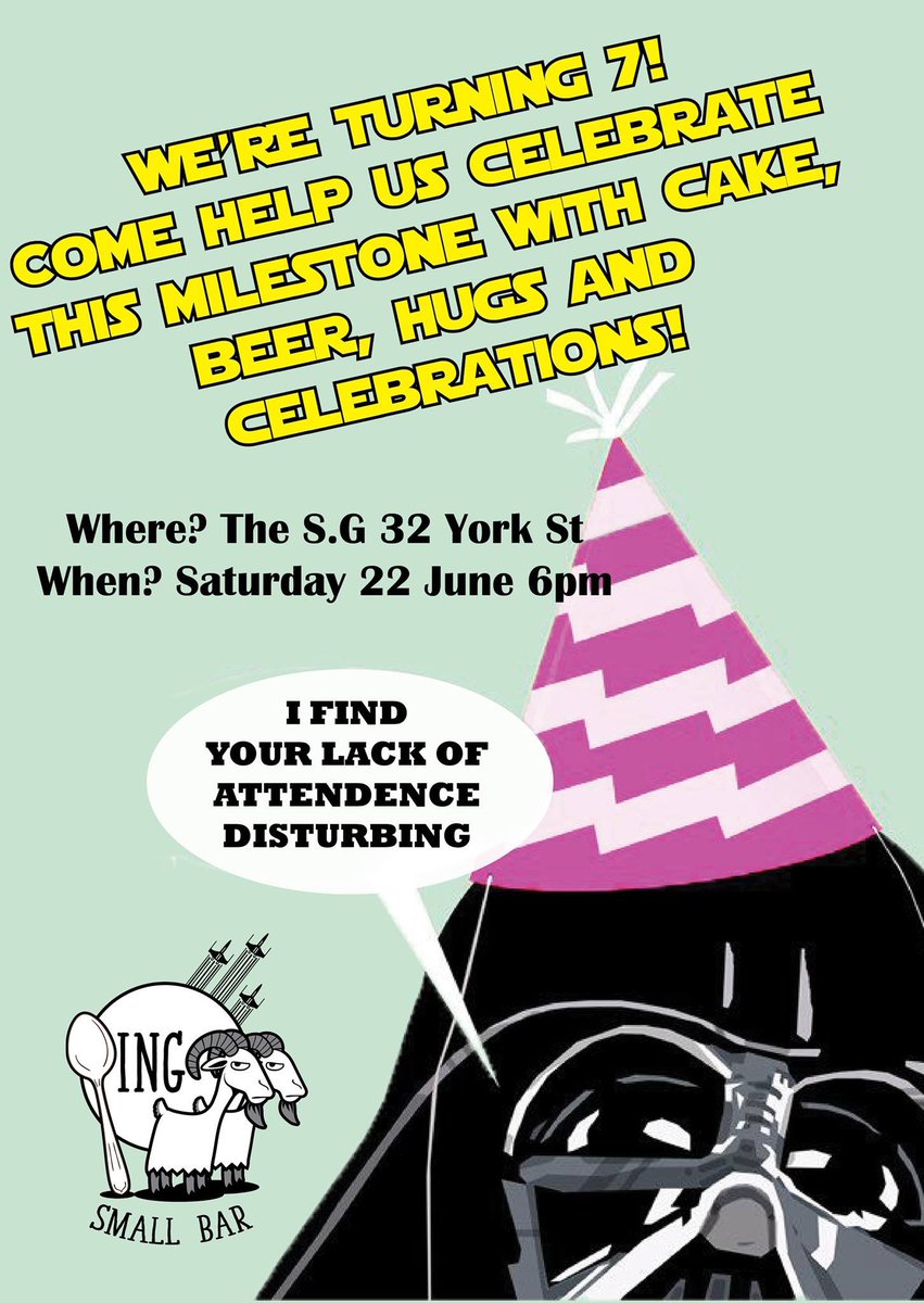a long time ago, in a galaxy far, far away...

A quirky little bar opened and 7 years later we are still here!

Come help us celebrate this milestone with cake, beer, hugs and 
celebrations. there may be more stuff to do too so stay tuned.