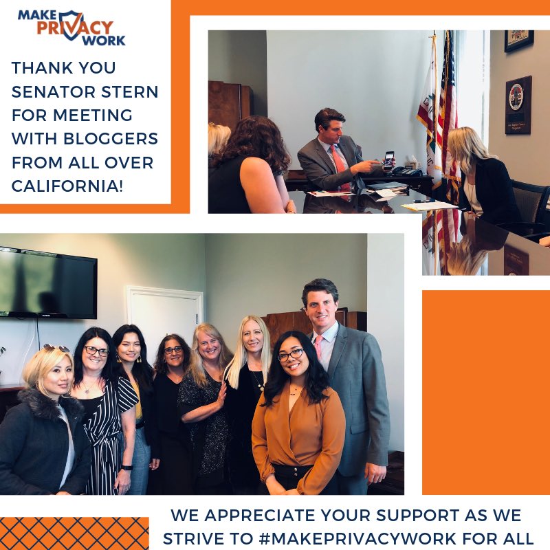 It was great chatting with <a href="/HenrySternCA/">Henry Stern</a> during #SacramentoBloggerDay as he got to know each blogger &amp; discuss their websites which will impacted by the CCPA unless it’s fixed. Thank you Senator for discussing how we can all #MakePrivacyWork &amp; help protect small businesses 👏🏻