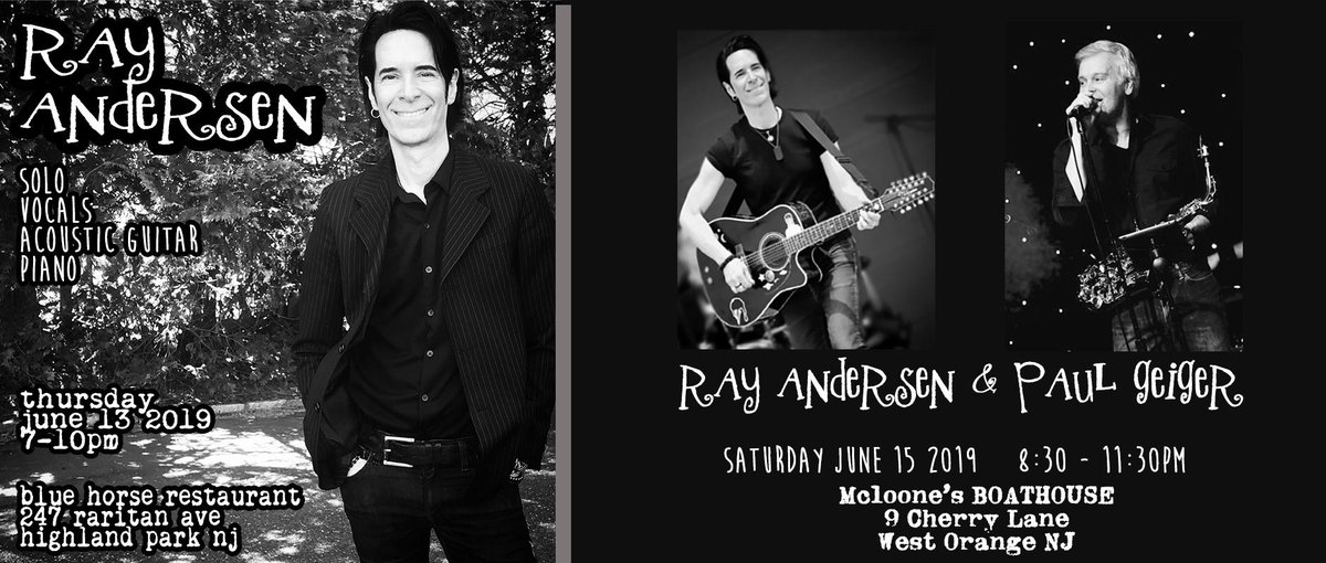 This Thursday, I'm singing solo at the Blue Horse in Highland Park from 7-10pm....then...
This Saturday as an acoustic duo with Paul Geiger at Mcloone's  BOATHOUSE in our hometown of West Orange NJ, from 8:30 - 11:30pm.

 Come on out if you're in or near either awesome town...