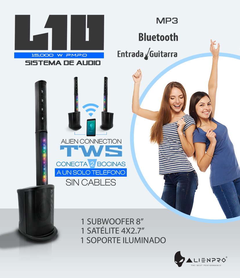alienpro_mx's tweet photo. NUEVOS LANZAMIENTOS:
#Horizon batería recargable y potencia de 9,000W PMPO precio de $2,490
#L10 sistema de audio capaz de vincular 2 equipos haciéndote vivir una experiencia de sonido estéreo, precio de $3,999

Encuéntralos en tu tienda #Walmart a partir de 10 de junio https://t.co/zfd0zSkpkm