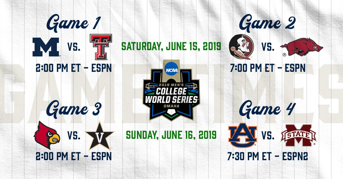 Cws 2019 Schedule NCAA Baseball auf Twitter: Cws 2019 Schedule NCAA Baseball auf Twitter: