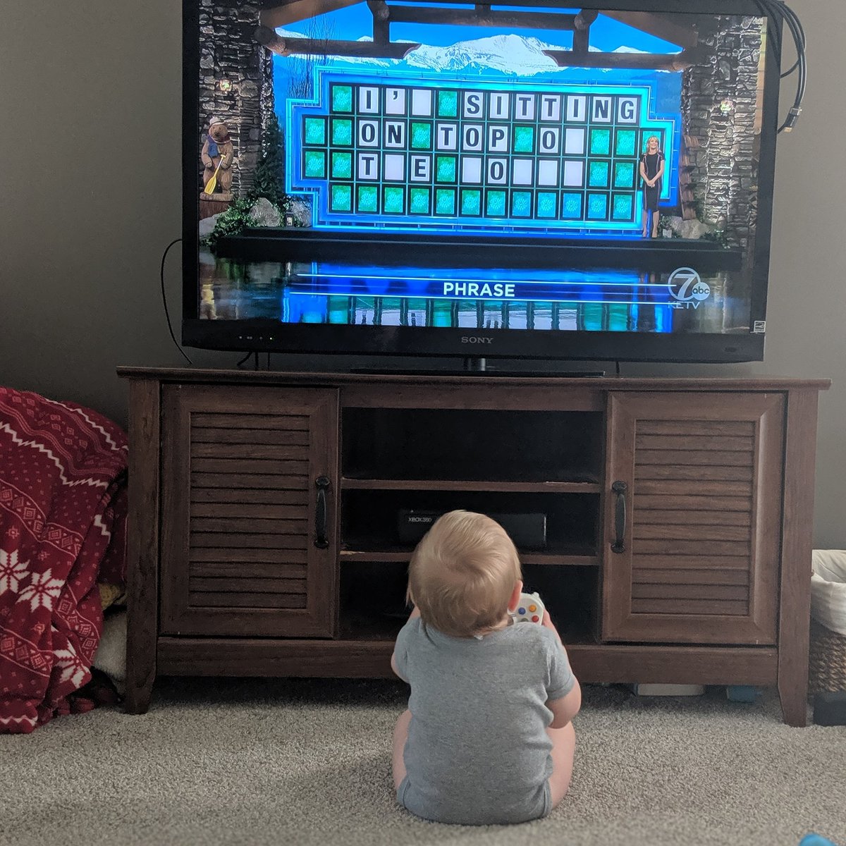 A normal Monday night with Owen watching his favorite show <a href="/WheelofFortune/">Wheel of Fortune</a>