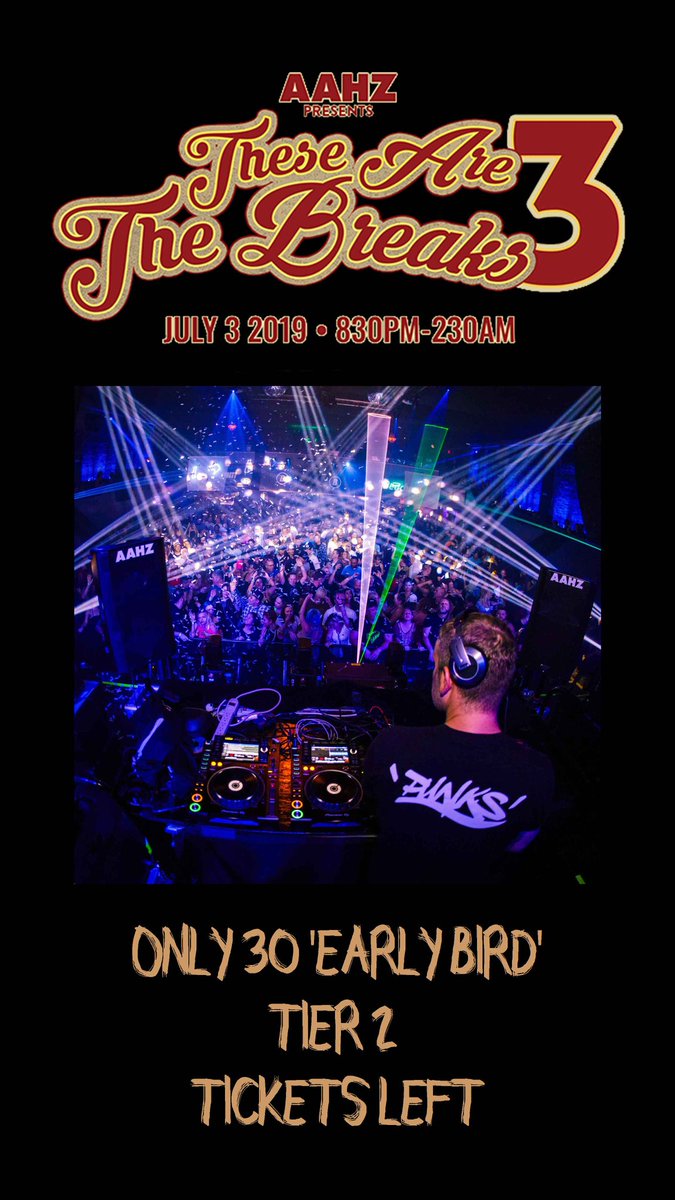 stacebass's tweet photo. Last bunch of #AAHZ Early Bird Tier 2 Tix at https://t.co/4zJ0M1iHMj   for those in need of a proper #Break ! #breakbeat #djlegends #musichistory #orlando #july3rd https://t.co/suzICRzb3G