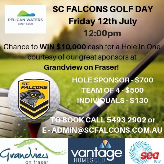 SC_Falcons's tweet image. This is one of the best days on the Falcons social calendar! Don’t miss your chance to win $10,000 for a Hole in One! 🏌️‍♂️⛳️#PelicanWatersGolfClub