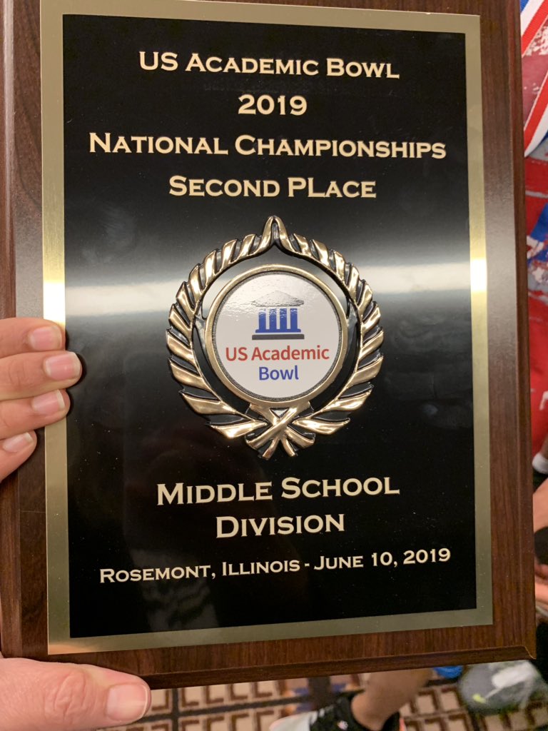KristineRickert's tweet photo. Three boys, second place in the nation, and an infinite amount of academic knowledge! Academic Bowl Nationals taking second place! #engage103 https://t.co/qPv094Oy9H