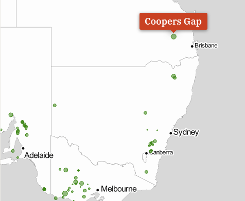 The Coopers Gap Wind farm is just starting to come through some of the AEMO data feeds.

When fully complete, the 452MW wind farm  will overtake the 420MW Macarthur Wind Farm in Victoria (currently largest in Southern Hemisphere), and more than triple  the amount of wind in QLD!