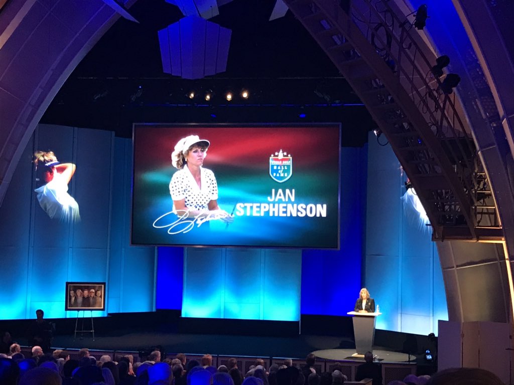 AdamSchupak's tweet photo. Hollis Stacy handed two tissues to Jan Stephenson back stage βjust in caseβ and told her βdonβt hit it left!β #HOFinduction https://t.co/ZCUTIGqNbj