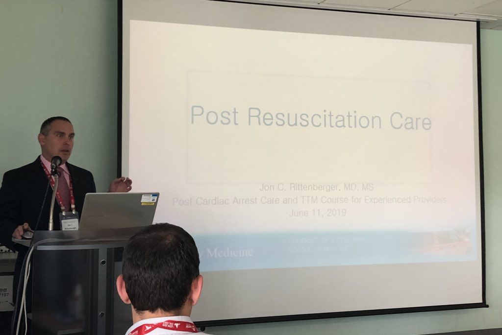 kurzmc's tweet photo. @ritty_pcas_md opens the #ICEM19 pre-conference for post-OHCA care. @almoskow @sawyer_kn @BenjaminAbella @UPittCCAS https://t.co/Lz4UesVQXk