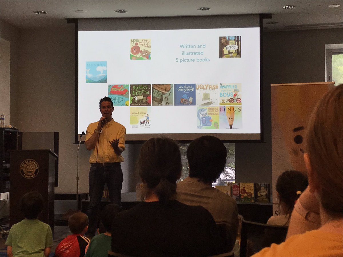 erwinchuk's tweet photo. Fun evening with author/illustrator Scott Magoon last week at the Newton Library! He read his latest book "Linus The Little Yellow Pencilβ, which he had previewed to Chloeβs class last year. @smagoon @NewtonFreeLib #scottmagoon #newtonma #newtonfreelibrary #kidlit #childrensbooks https://t.co/S1wOTZg6cO