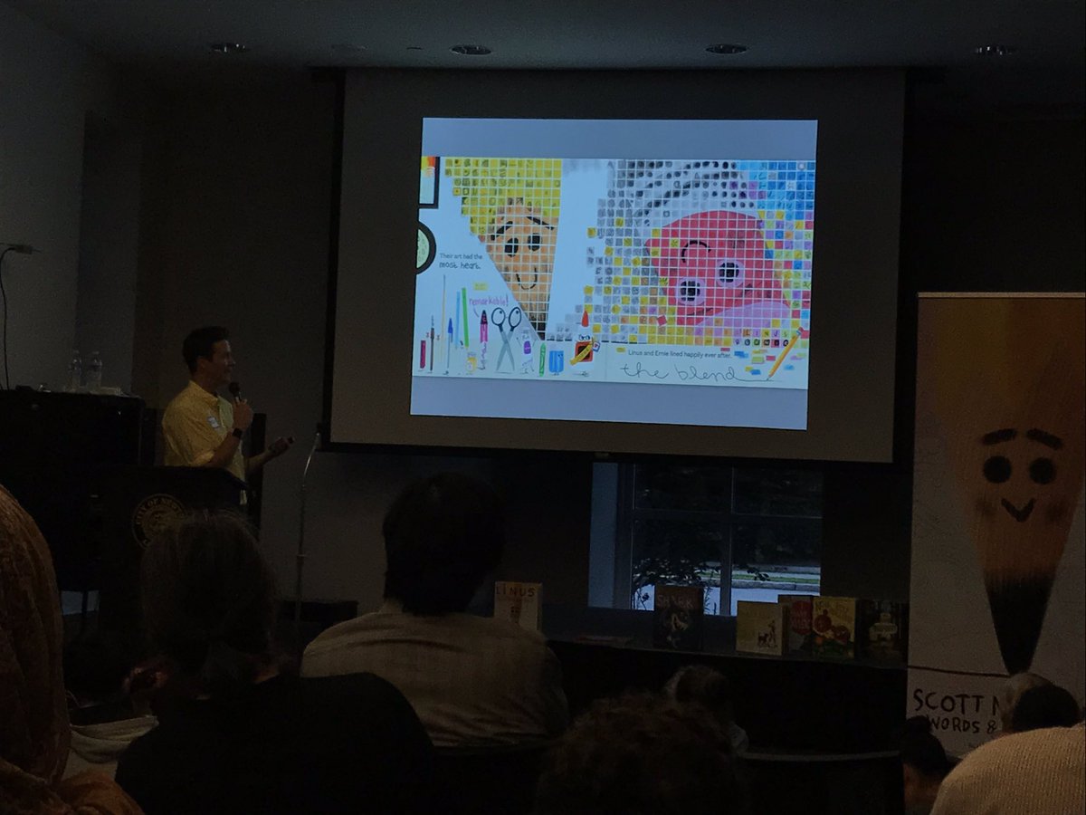 erwinchuk's tweet photo. Fun evening with author/illustrator Scott Magoon last week at the Newton Library! He read his latest book "Linus The Little Yellow Pencilβ, which he had previewed to Chloeβs class last year. @smagoon @NewtonFreeLib #scottmagoon #newtonma #newtonfreelibrary #kidlit #childrensbooks https://t.co/S1wOTZg6cO
