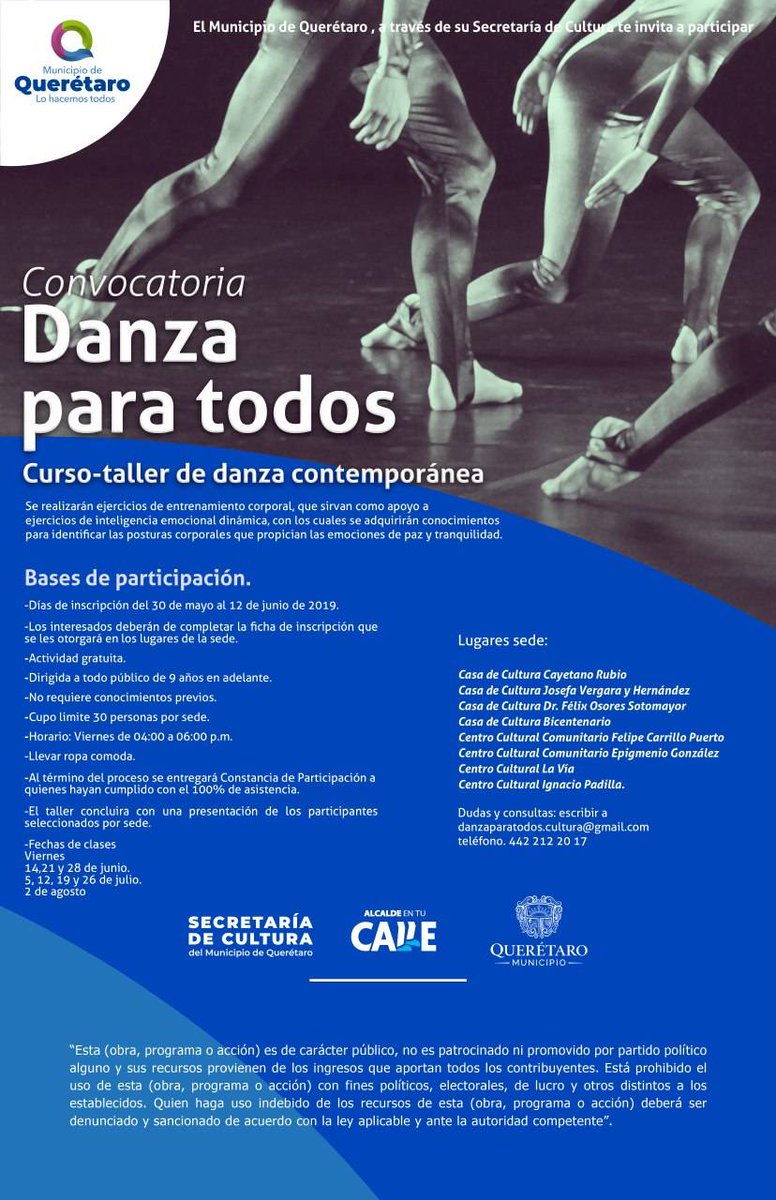 artimeQro's tweet photo. DANZA PARA TODOS

*Actividad gratuita* https://t.co/BozY8LHlnl