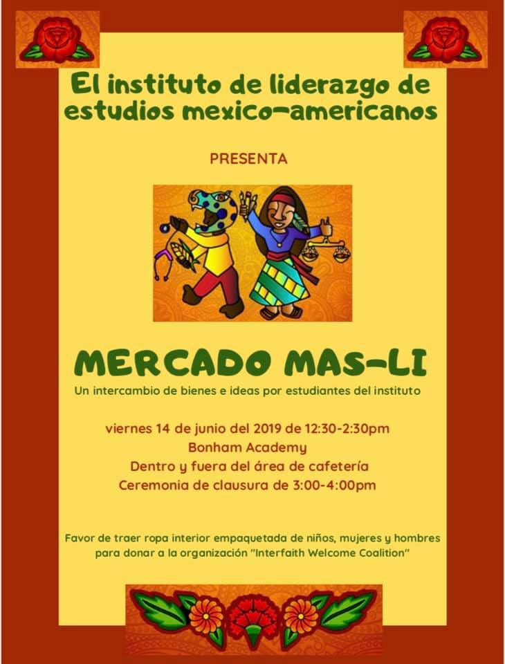 AcademiaBonham's tweet photo. Please help us celebrate the closing of our first Annual Mexican-American studies leadership institute! Join us on Friday for our Mercado :) #MASLI https://t.co/6kMsBP8ngI