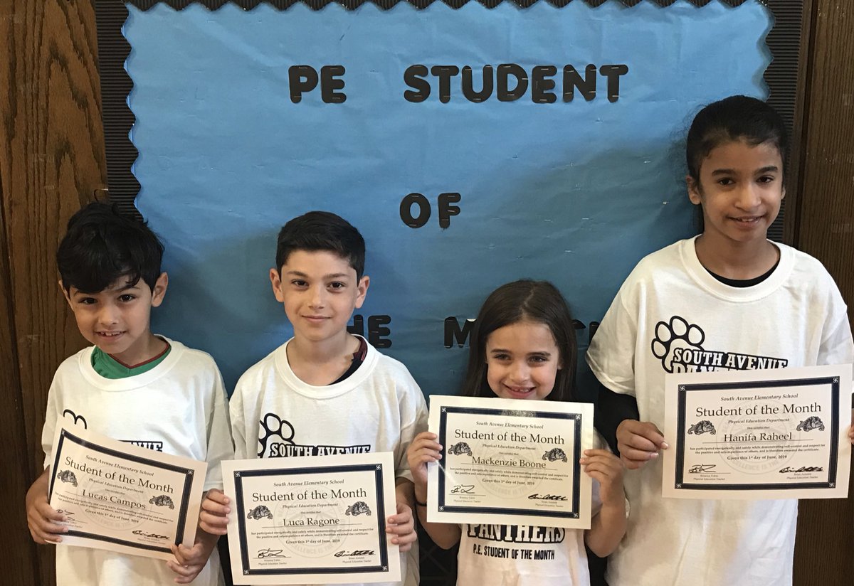 CoachAntalek's tweet photo. Congratulations to our May PE Students of the Month!! Lucas, Luca, Mackenzie, and Hanifa did a phenomenal job this past month! They were wonderful examples of great PE students for all to follow! So proud of you!🏆🎉 @BCSDBulldogs @Tobin_PE @LauraCahill7 @SouthAvenuePTA https://t.co/j5gQQixVpQ