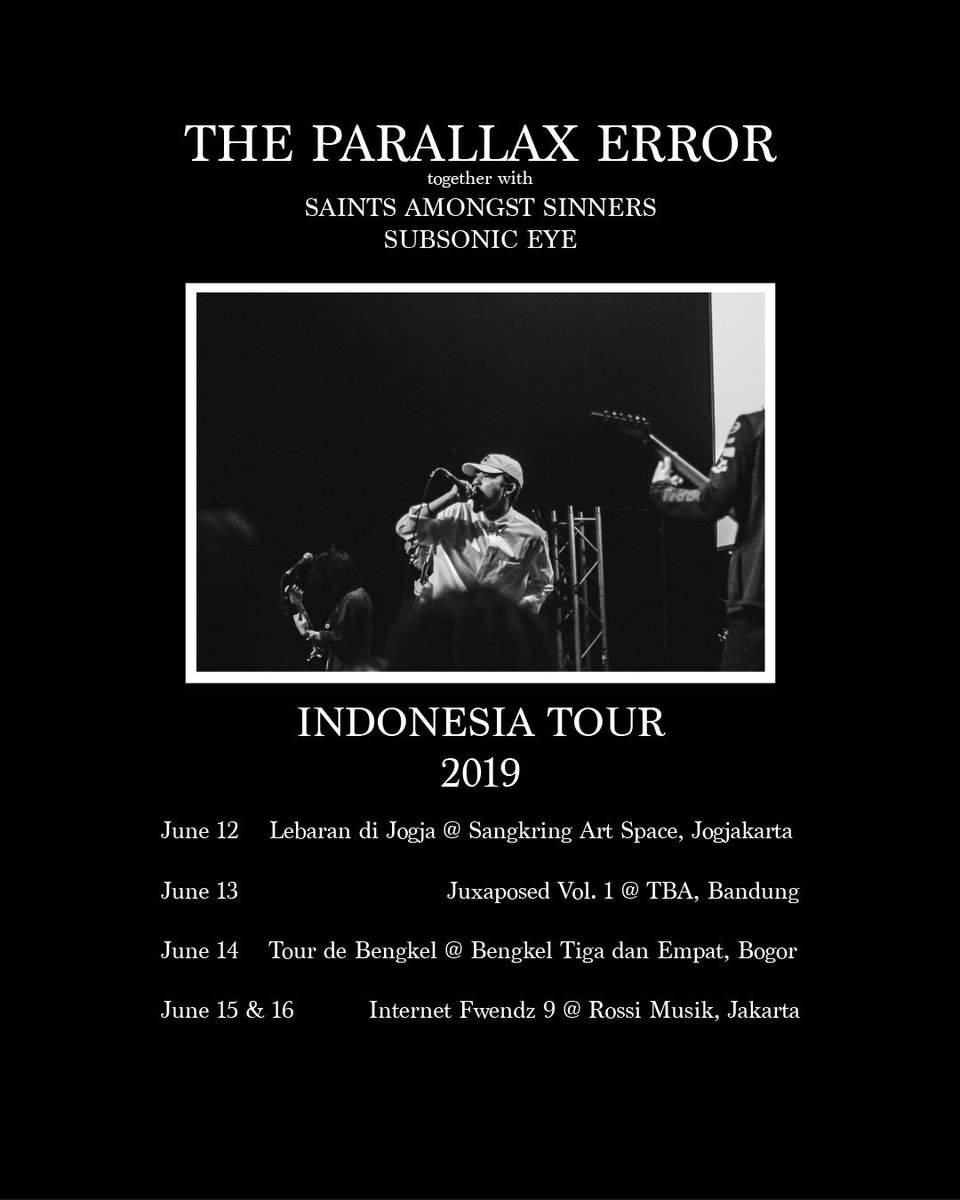 We’re about to head off to our very first tour with our great friends <a href="/SubsonicEye/">Subsonic Eye</a> and <a href="/SASentourage/">Saints Amongst Sinners</a> in Indonesia. Super stoked and grateful for this opportunity! Shout out to <a href="/Haizalzalzal/">Haizalzalzal</a> for filling in on bass duties for us! 🇮🇩🇮🇩🇮🇩🇮🇩🇮🇩🇮🇩