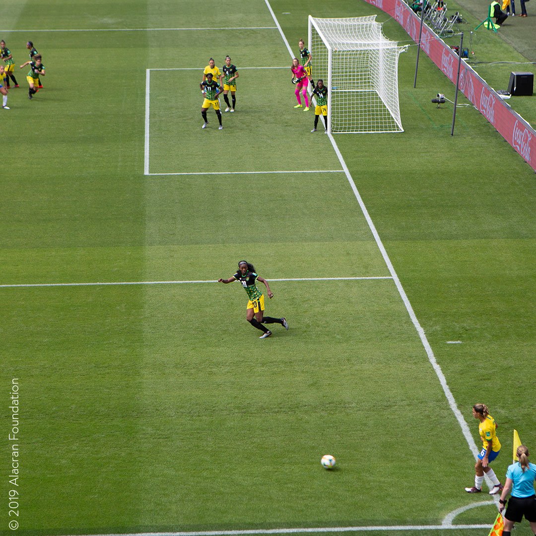 alacrangroup's tweet photo. Despite #Jamaica’s ranking (53), they fearlessly faced the world's No. 10 with an outstanding performance by goalkeeper @syd_schneider. We have witnessed legends being born, a glimmer of greatness to come. #ReggaeGirlz #Strikehard!

#MakingHistory  #alacranfoundation #DareToShine https://t.co/LsOSn4LojA