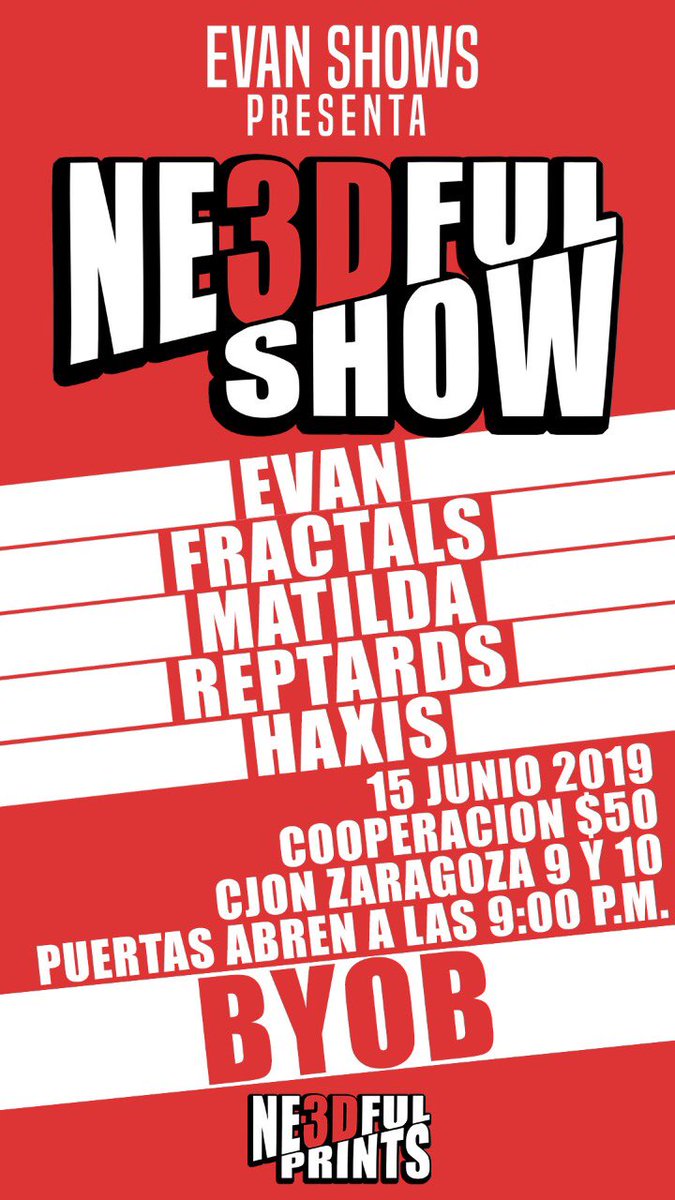 MxMatilda's tweet photo. Nos vemos este Sábado con nuestros amigos de @Evan_Band
#Fractals
#Reptards
#Haxis
Llevamos merch y discos . https://t.co/nM8YpVpeg4